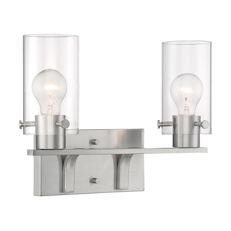 Nuvo Fixture, Vanity, 2-Light, Incandescent, 60W, 120V, A19, Medium Base, Height: 10.75 60/7172